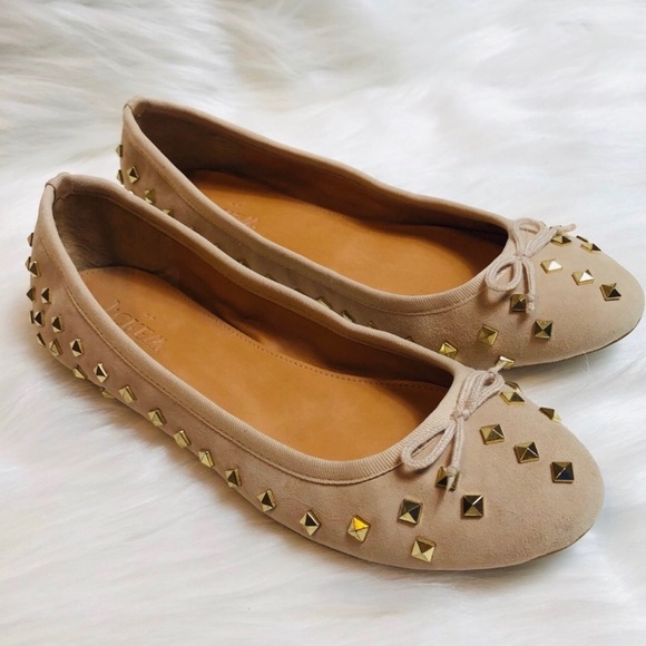 J. Crew Factory Shoes - J. Crew Suede Studded Ballet Flats Size 7.5